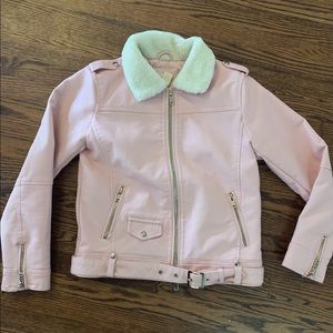 PINK FAUX LEATHER MOTO JACKET